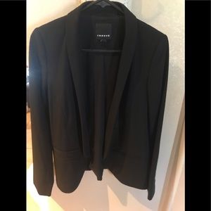 Black Blazer hip length polyester spandex tuxedo